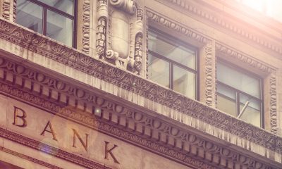 Close up of bank building